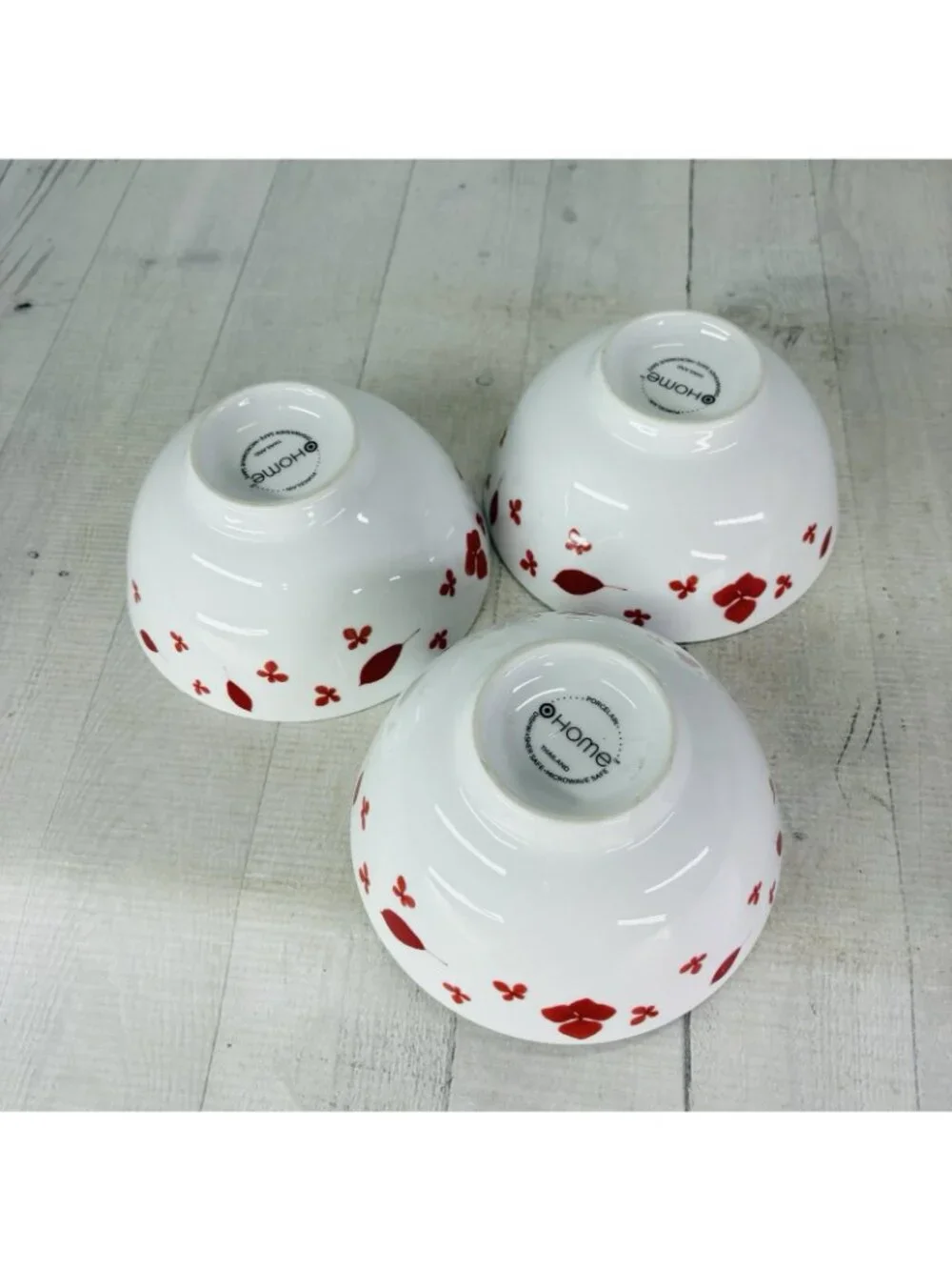 Home Target PRESSED PETALS Red Leaves Petal Porcelain Soup Cereal Bowls Set 3